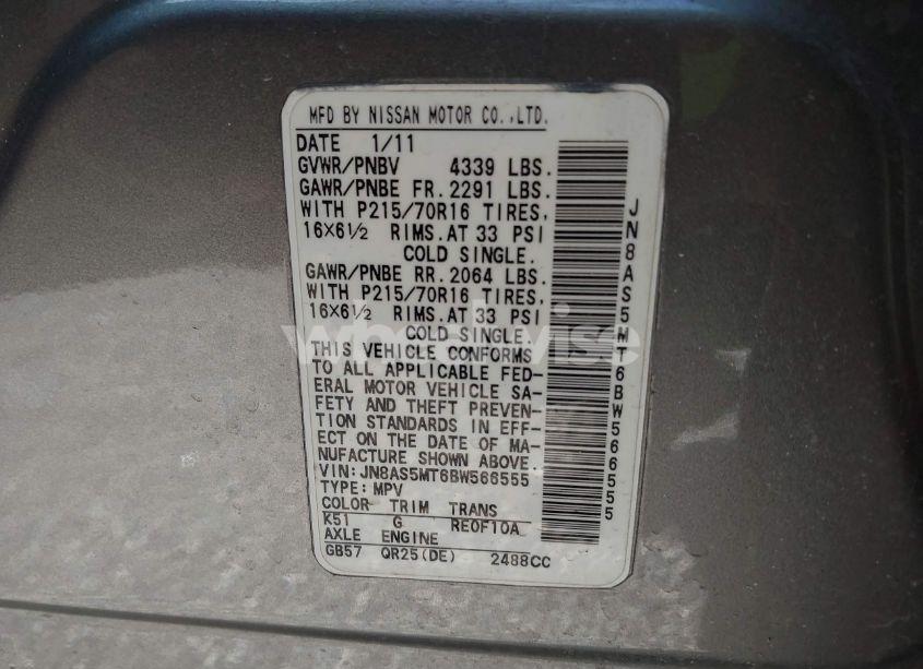 Photo 9 of 2011 Nissan Rogue S (VIN JN8AS5MT6BW566555)