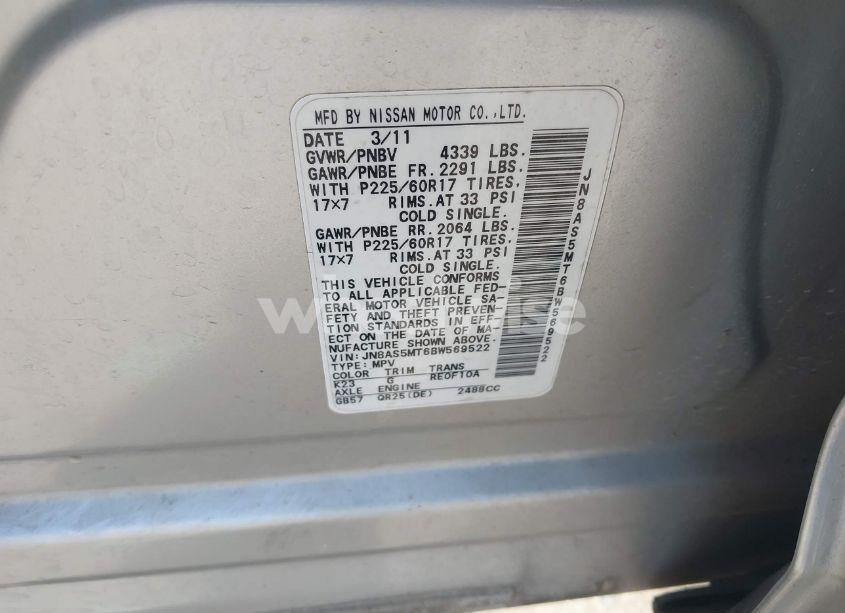 Photo 9 of 2011 Nissan Rogue SV (VIN JN8AS5MT6BW569522)