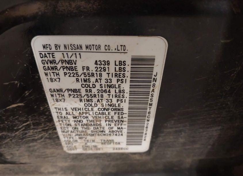 Photo 9 of 2012 Nissan Rogue SV W/SL PKG (VIN JN8AS5MT6CW267424)