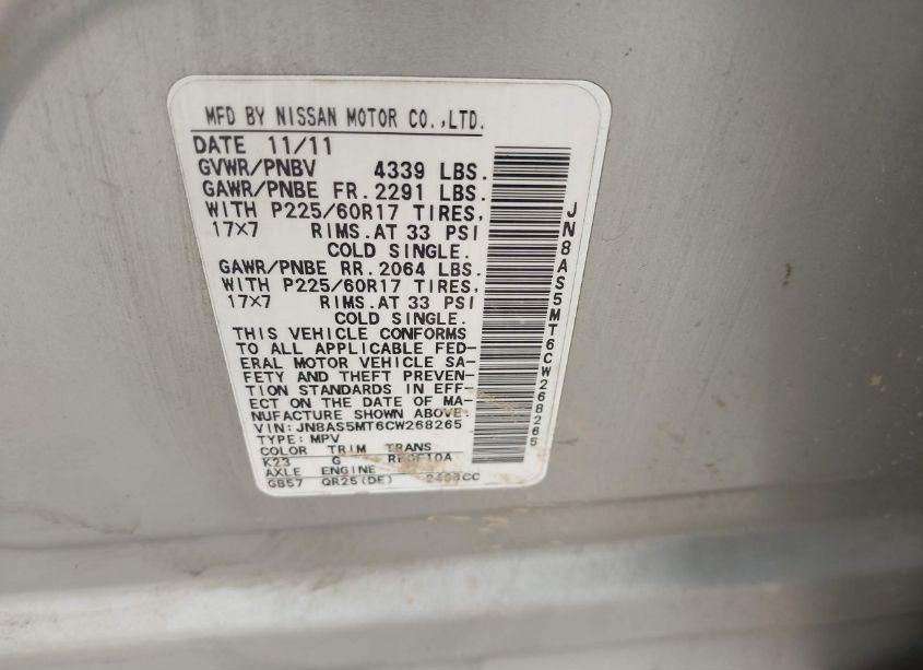 Photo 9 of 2012 Nissan Rogue SV (VIN JN8AS5MT6CW268265)