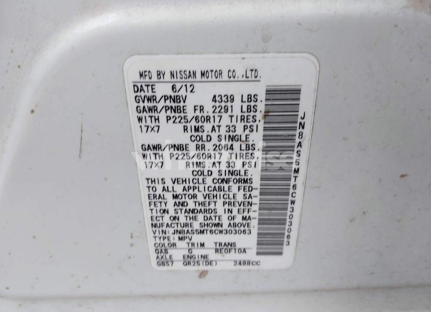 Photo 9 of 2012 Nissan Rogue SV (VIN JN8AS5MT6CW303063)