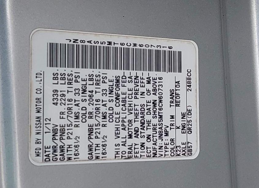 Photo 9 of 2012 Nissan Rogue S (VIN JN8AS5MT6CW607316)