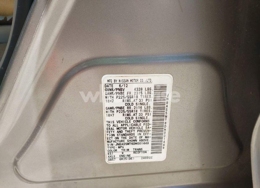 Photo 9 of 2013 Nissan Rogue SV W/SL PKG (VIN JN8AS5MT6DW001449)