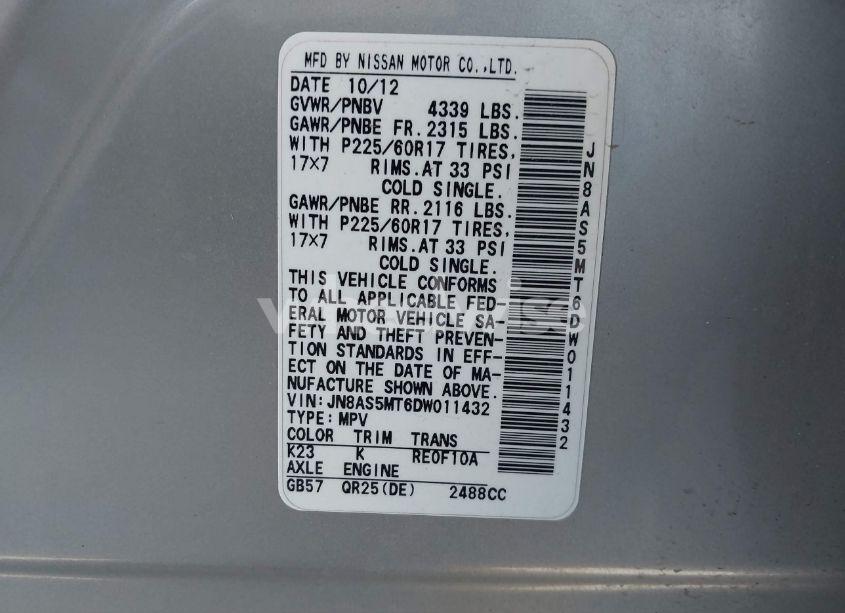 Photo 9 of 2013 Nissan Rogue SV (VIN JN8AS5MT6DW011432)