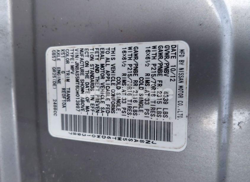 Photo 9 of 2013 Nissan Rogue S (VIN JN8AS5MT6DW013987)