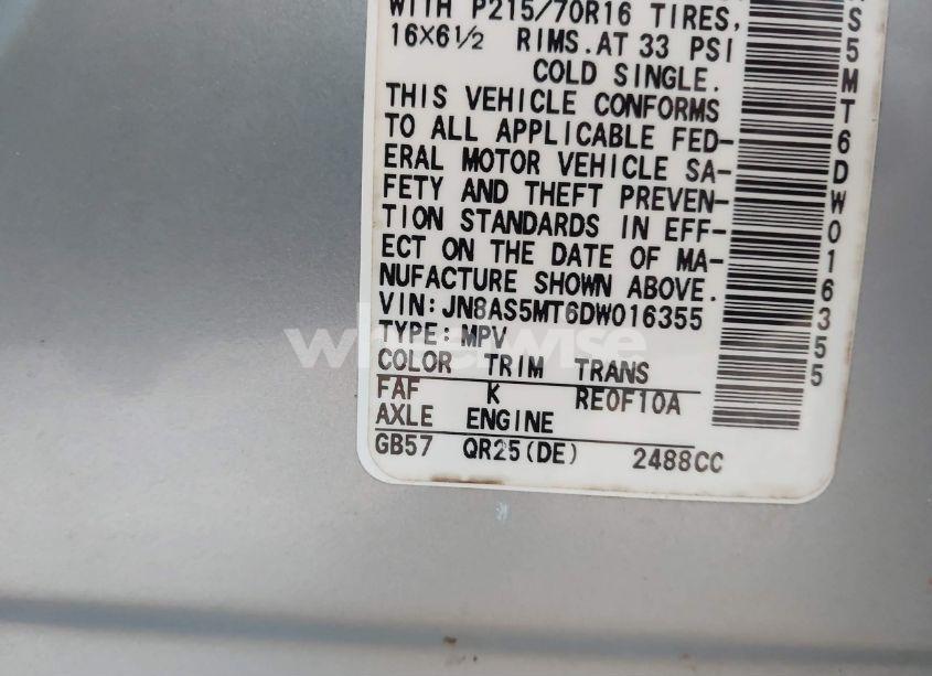 Photo 9 of 2013 Nissan Rogue S (VIN JN8AS5MT6DW016355)