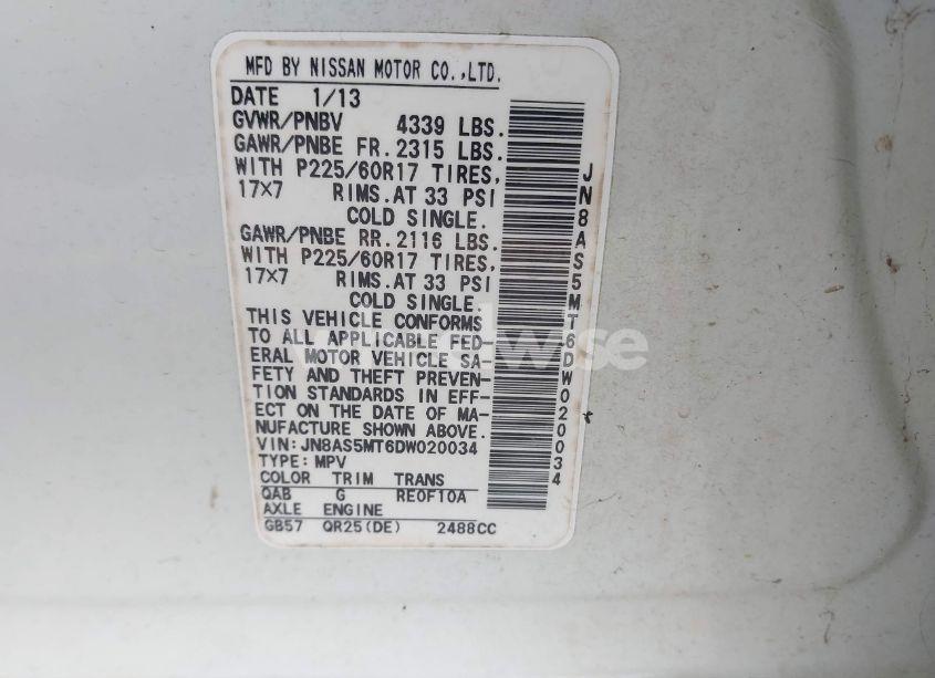 Photo 9 of 2013 Nissan Rogue SV (VIN JN8AS5MT6DW020034)