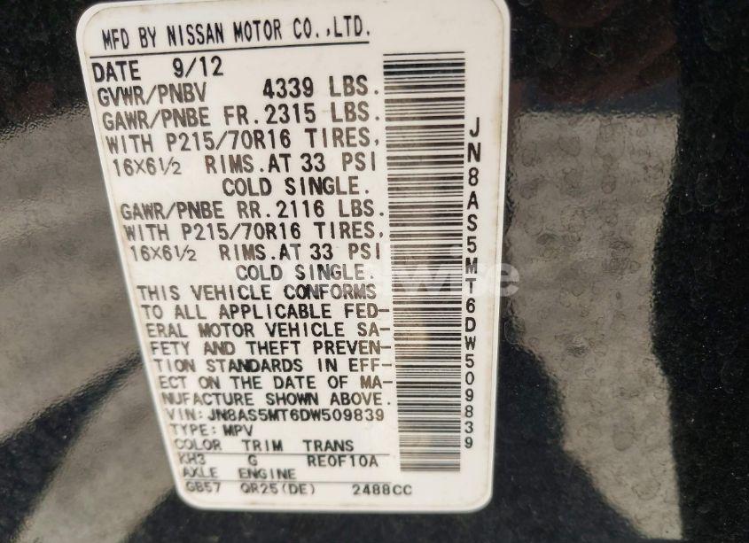 Photo 9 of 2013 Nissan Rogue S (VIN JN8AS5MT6DW509839)