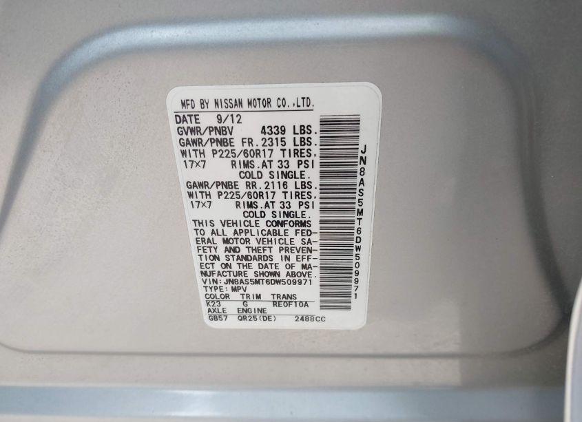 Photo 9 of 2013 Nissan Rogue SV (VIN JN8AS5MT6DW509971)