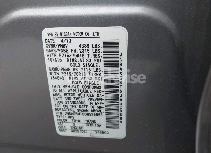 Photo 9 of 2013 Nissan Rogue S (VIN JN8AS5MT6DW529668)