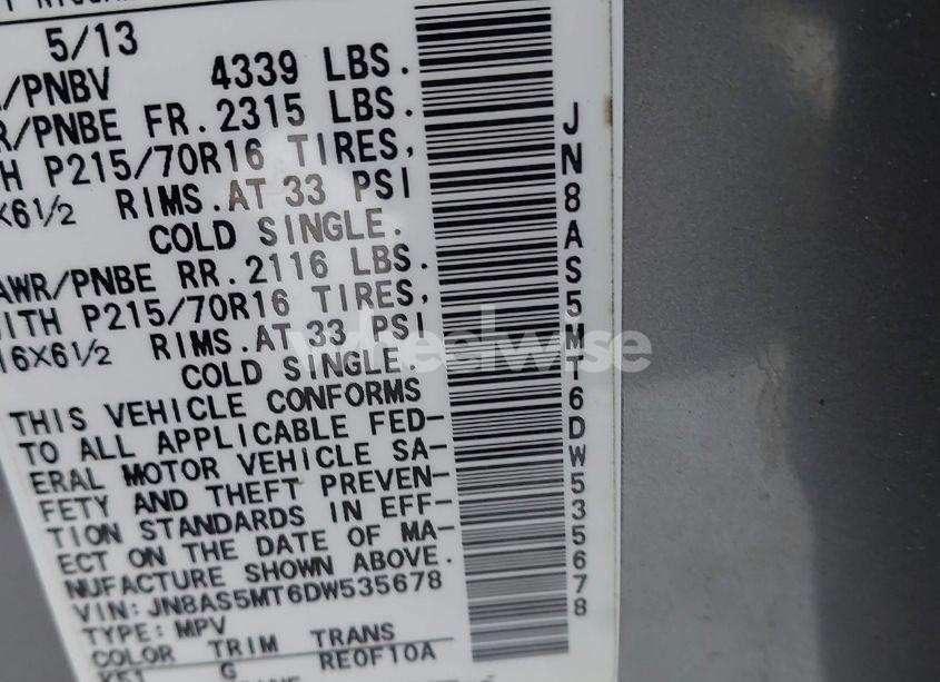 Photo 9 of 2013 Nissan Rogue S (VIN JN8AS5MT6DW535678)