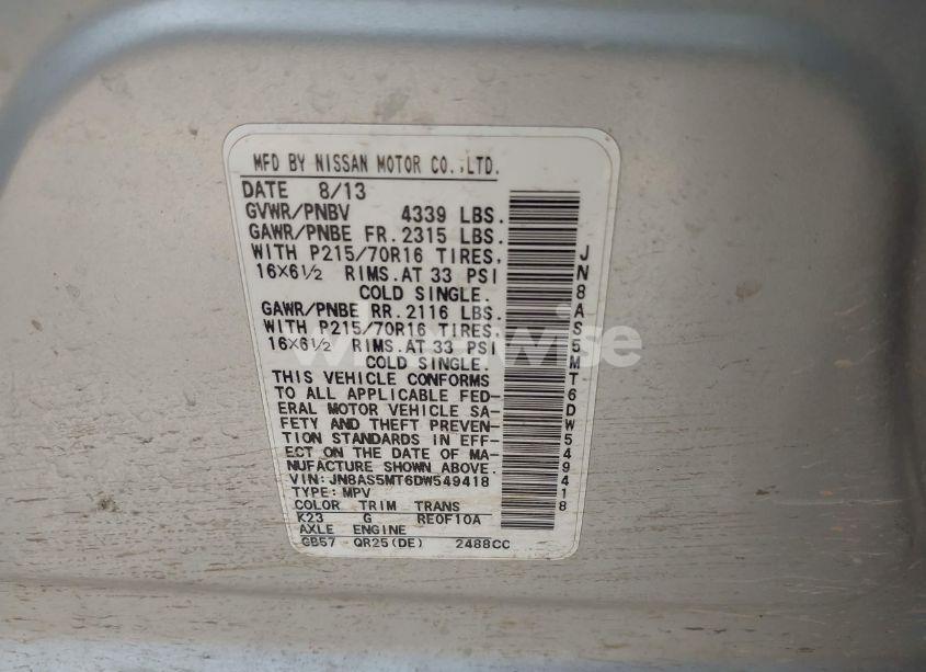 Photo 9 of 2013 Nissan Rogue S (VIN JN8AS5MT6DW549418)