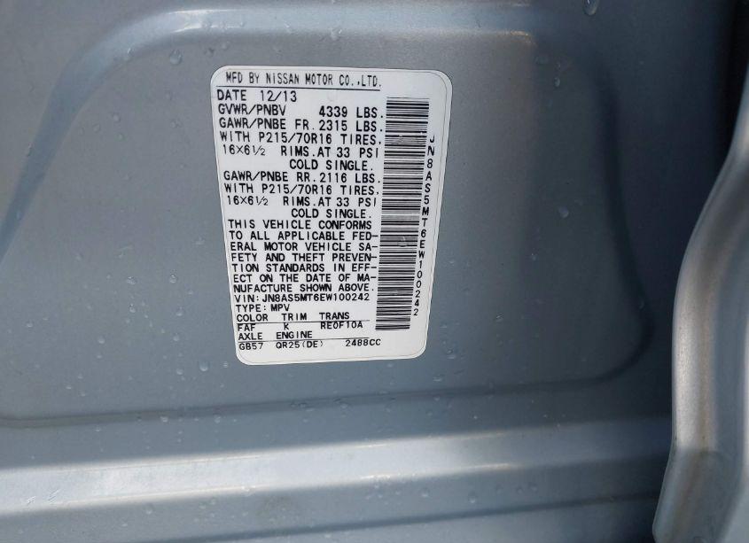 Photo 9 of 2014 Nissan Rogue SELECT S (VIN JN8AS5MT6EW100242)