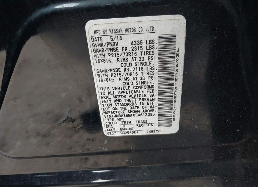 Photo 9 of 2014 Nissan Rogue SELECT S (VIN JN8AS5MT6EW613085)