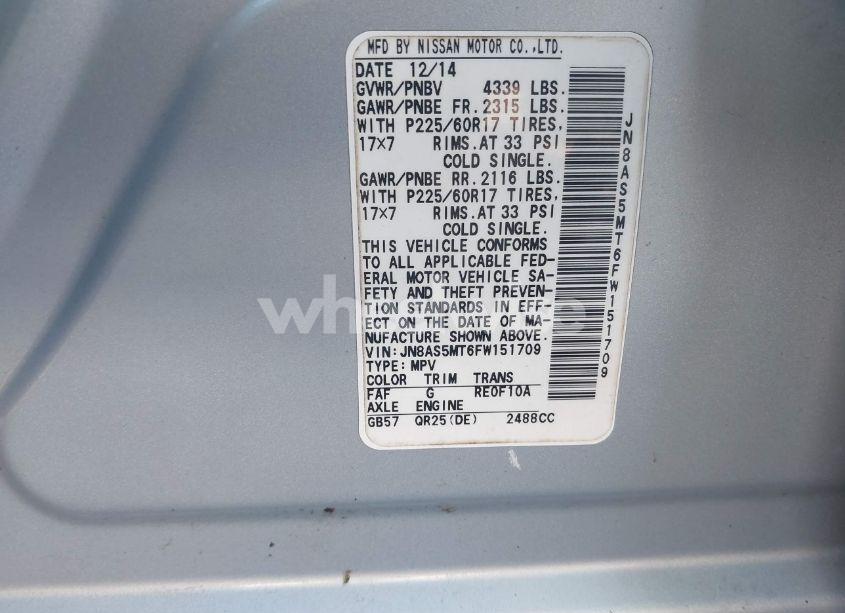 Photo 9 of 2015 Nissan Rogue SELECT S (VIN JN8AS5MT6FW151709)