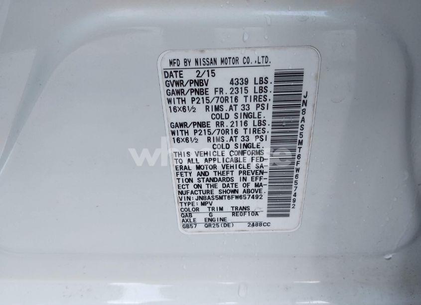 Photo 9 of 2015 Nissan Rogue SELECT S (VIN JN8AS5MT6FW657492)