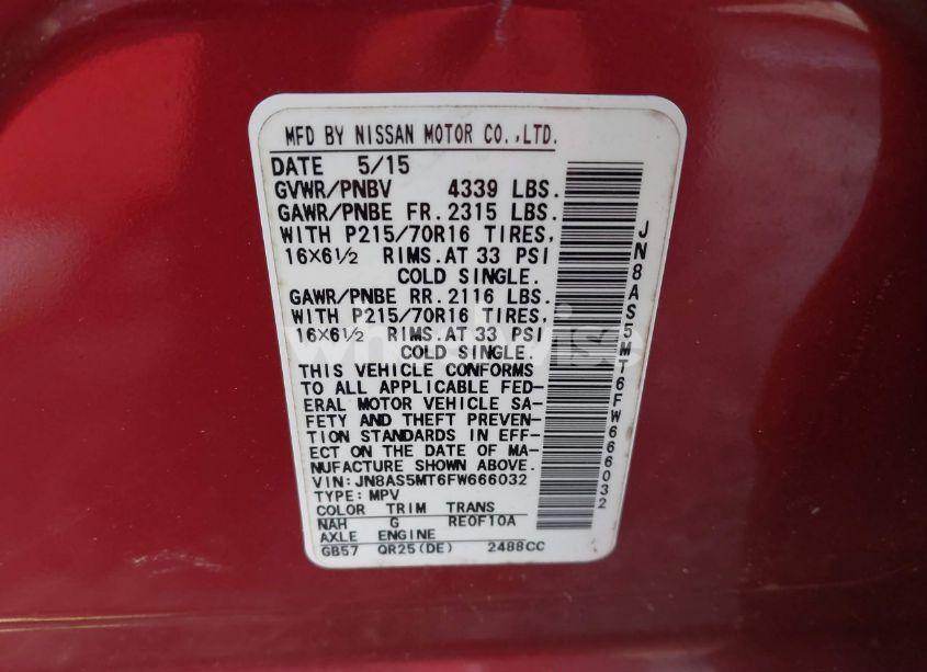 Photo 9 of 2015 Nissan Rogue SELECT S (VIN JN8AS5MT6FW666032)