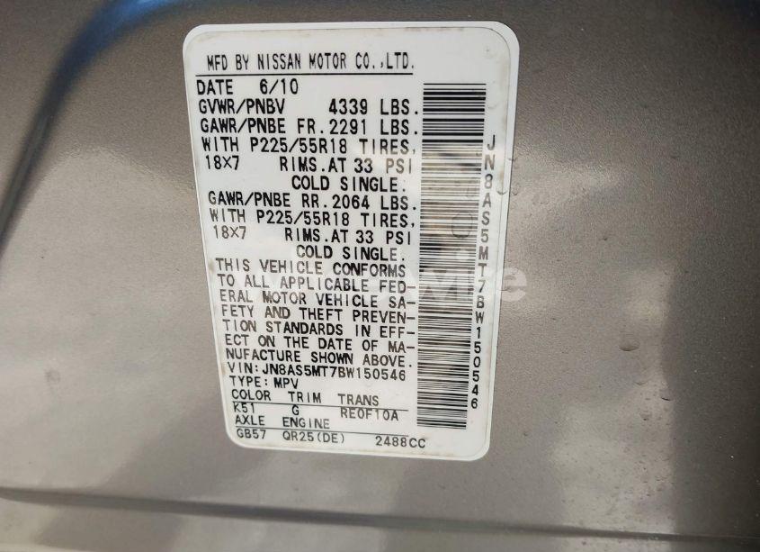 Photo 9 of 2011 Nissan Rogue SV (VIN JN8AS5MT7BW150546)