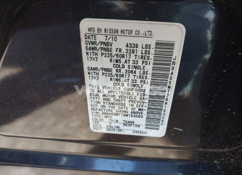 Photo 9 of 2011 Nissan Rogue SV (VIN JN8AS5MT7BW153060)