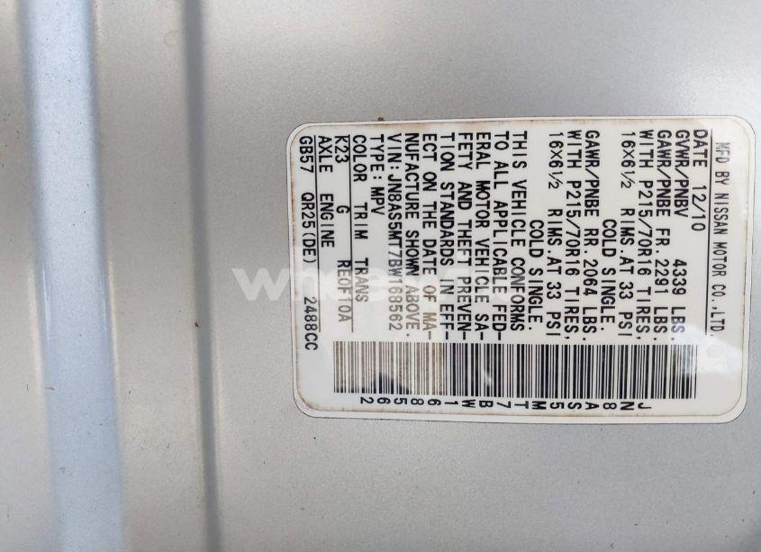 Photo 9 of 2011 Nissan Rogue S (VIN JN8AS5MT7BW168562)