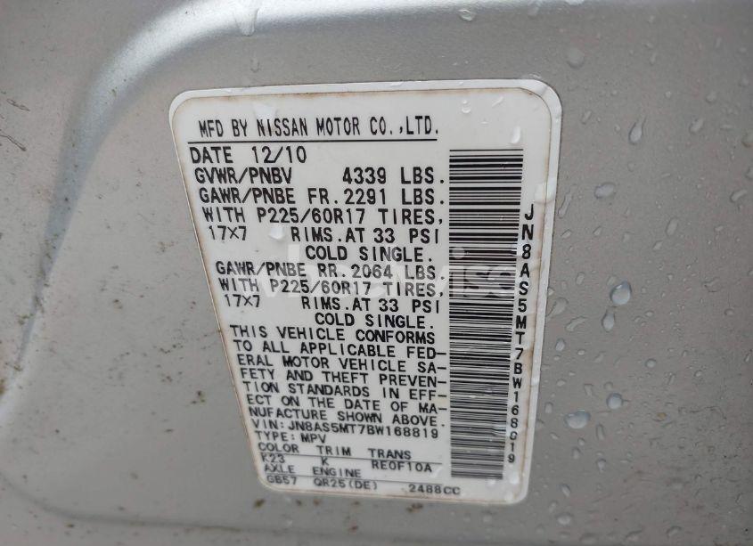 Photo 9 of 2011 Nissan Rogue SV (VIN JN8AS5MT7BW168819)