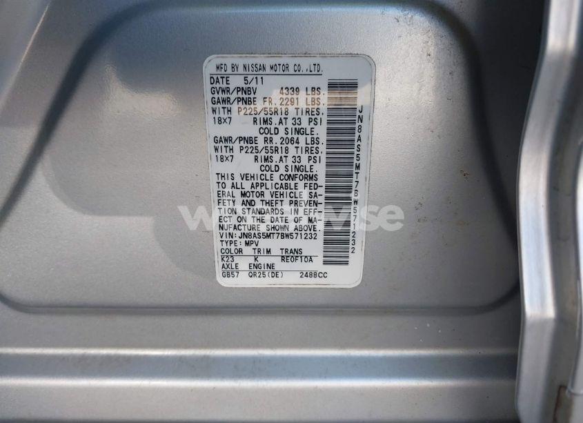 Photo 9 of 2011 Nissan Rogue SV (VIN JN8AS5MT7BW571232)