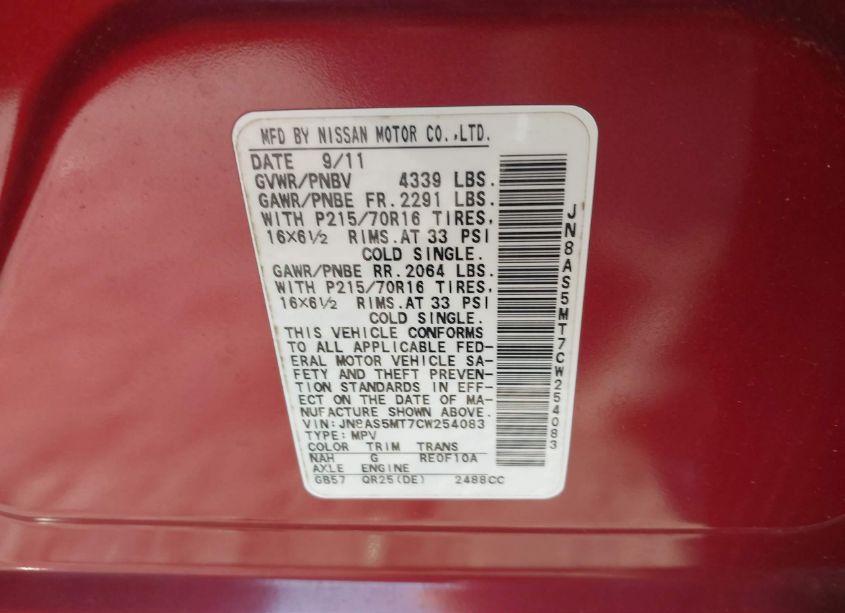 Photo 9 of 2012 Nissan Rogue S (VIN JN8AS5MT7CW254083)