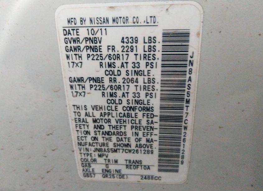 Photo 9 of 2012 Nissan Rogue SV (VIN JN8AS5MT7CW261289)