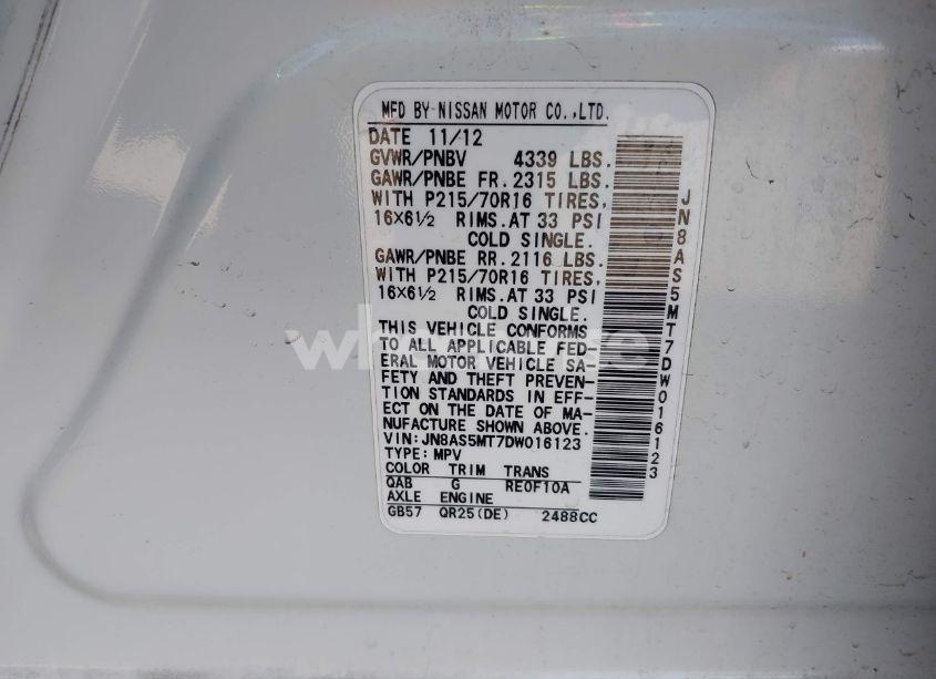 Photo 9 of 2013 Nissan Rogue S (VIN JN8AS5MT7DW016123)