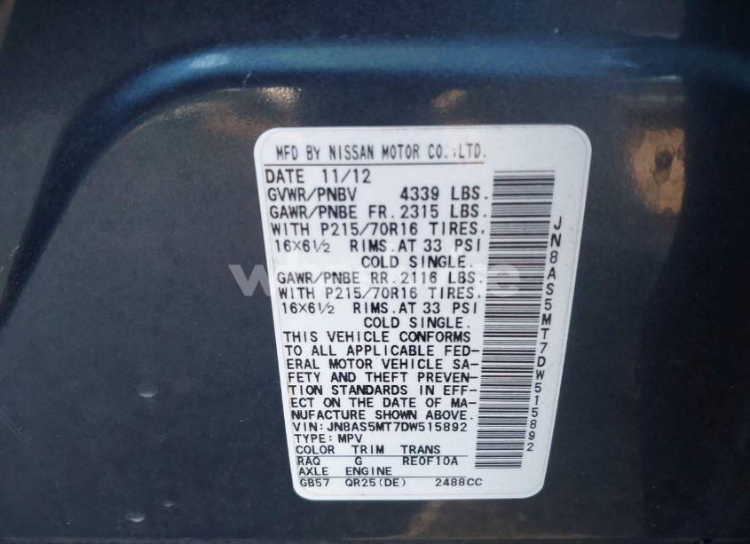 Photo 9 of 2013 Nissan Rogue S (VIN JN8AS5MT7DW515892)