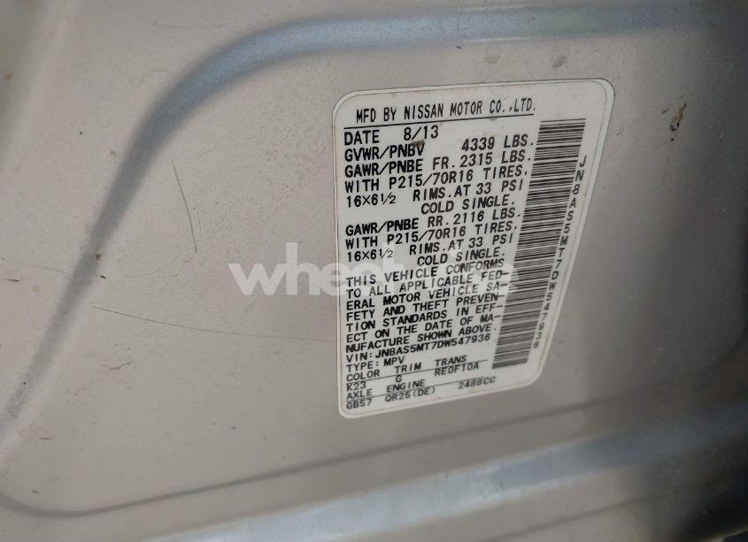 Photo 9 of 2013 Nissan Rogue S (VIN JN8AS5MT7DW547936)