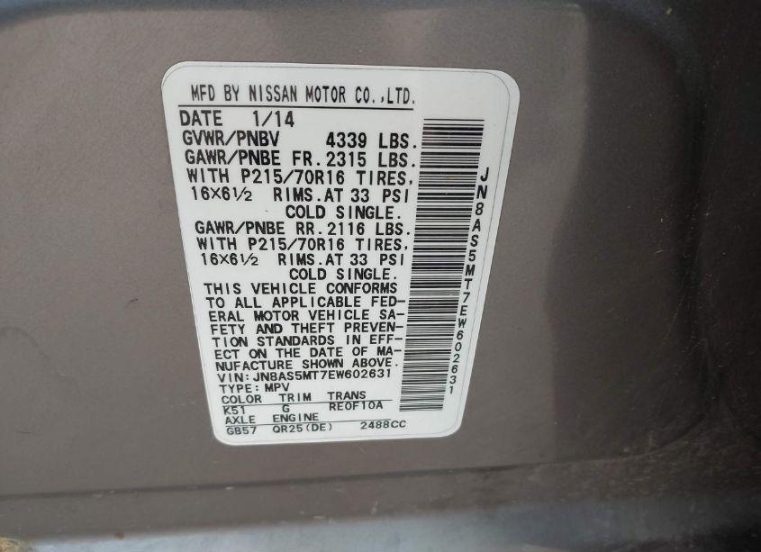 Photo 9 of 2014 Nissan Rogue SELECT S (VIN JN8AS5MT7EW602631)