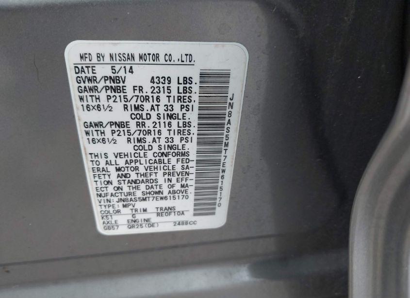 Photo 9 of 2014 Nissan Rogue SELECT S (VIN JN8AS5MT7EW615170)