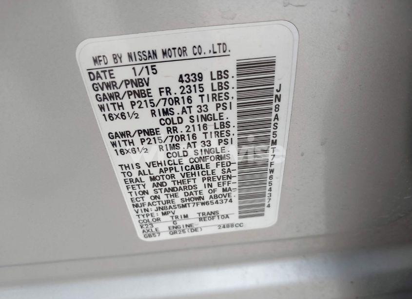 Photo 9 of 2015 Nissan Rogue SELECT S (VIN JN8AS5MT7FW654374)