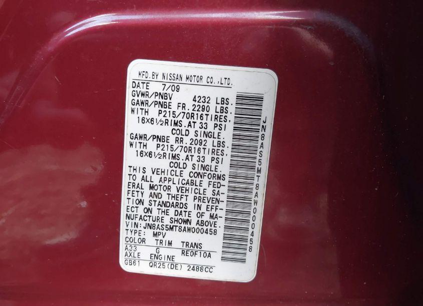 Photo 9 of 2010 Nissan Rogue S (VIN JN8AS5MT8AW000458)