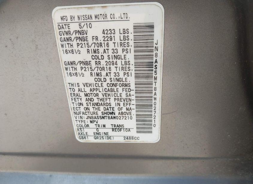 Photo 9 of 2010 Nissan Rogue S (VIN JN8AS5MT8AW027210)