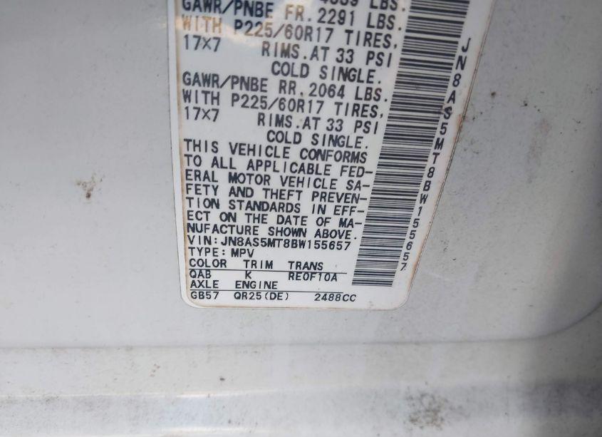 Photo 9 of 2011 Nissan Rogue SV (VIN JN8AS5MT8BW155657)