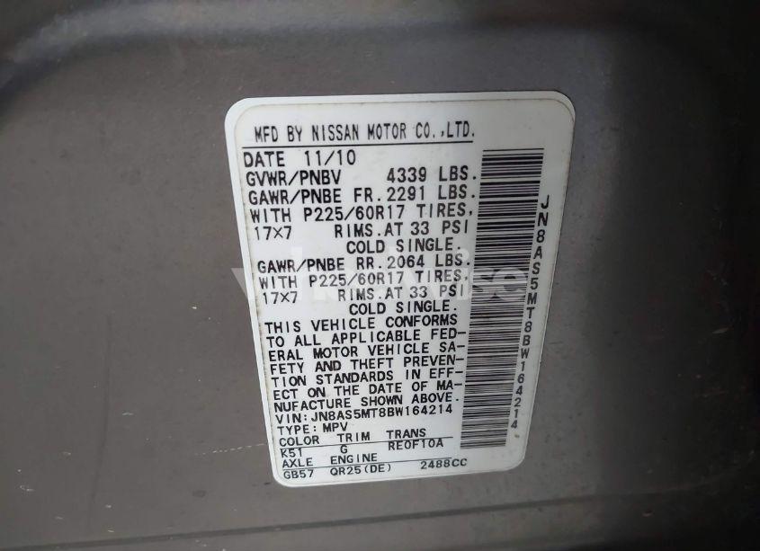 Photo 9 of 2011 Nissan Rogue SV (VIN JN8AS5MT8BW164214)