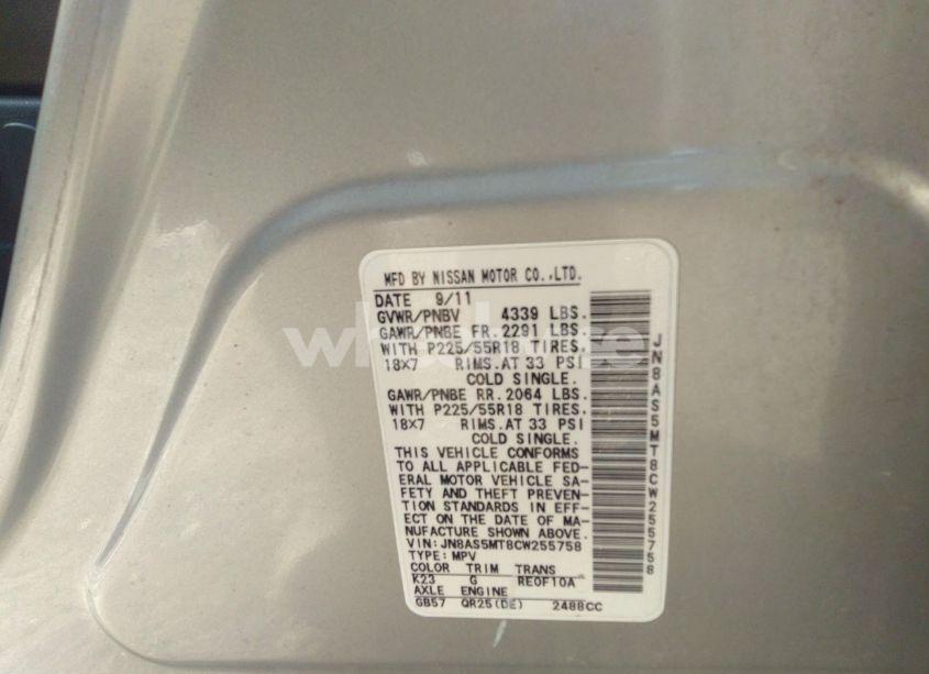 Photo 9 of 2012 Nissan Rogue SV W/SL PKG (VIN JN8AS5MT8CW255758)