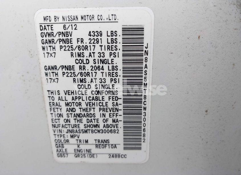 Photo 9 of 2012 Nissan Rogue SV (VIN JN8AS5MT8CW300682)