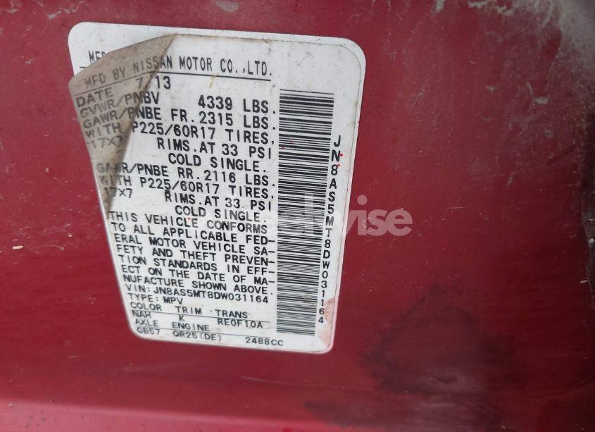 Photo 9 of 2013 Nissan Rogue SV (VIN JN8AS5MT8DW031164)