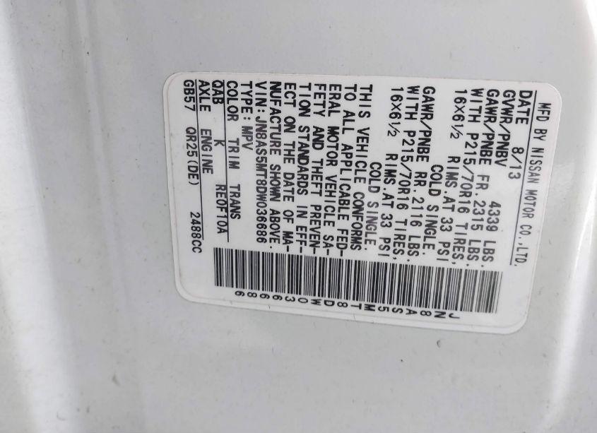 Photo 9 of 2013 Nissan Rogue S (VIN JN8AS5MT8DW036686)