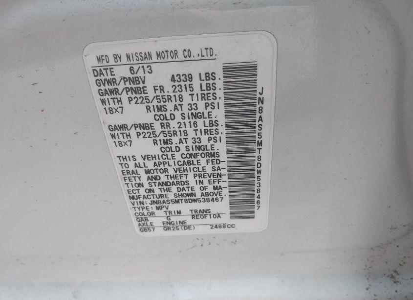 Photo 9 of 2013 Nissan Rogue SV W/SL PKG (VIN JN8AS5MT8DW538467)