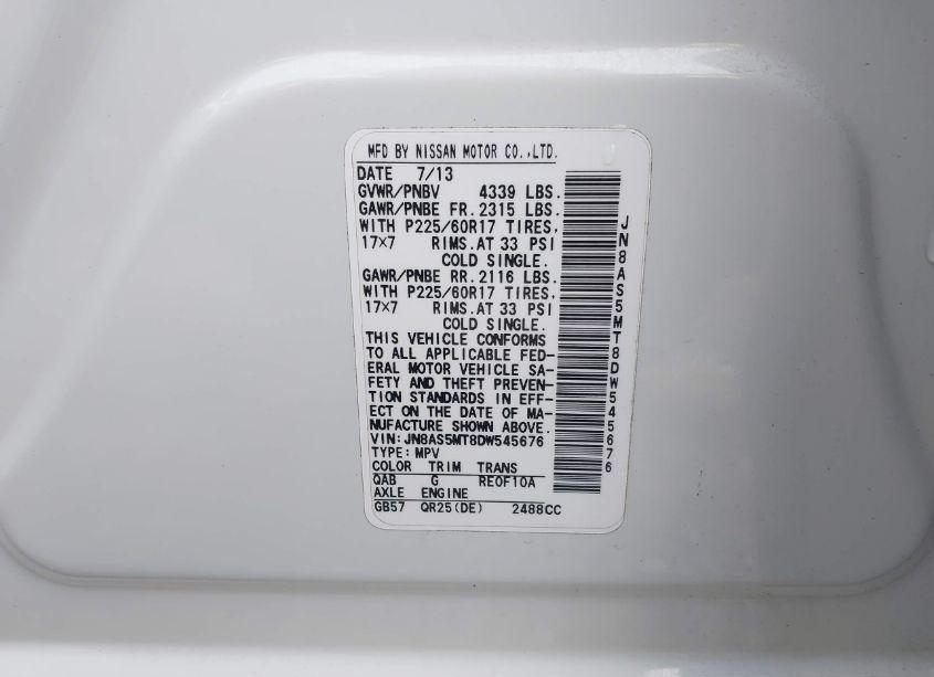 Photo 9 of 2013 Nissan Rogue SV (VIN JN8AS5MT8DW545676)