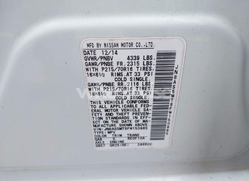 Photo 9 of 2015 Nissan Rogue SELECT S (VIN JN8AS5MT8FW150965)