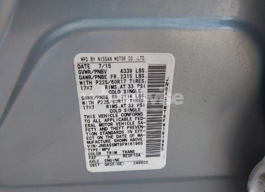 Photo 9 of 2015 Nissan Rogue SELECT S (VIN JN8AS5MT8FW161965)