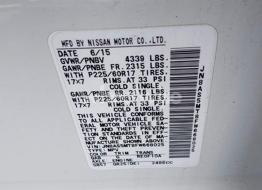 Photo 9 of 2015 Nissan Rogue SELECT S (VIN JN8AS5MT8FW668025)