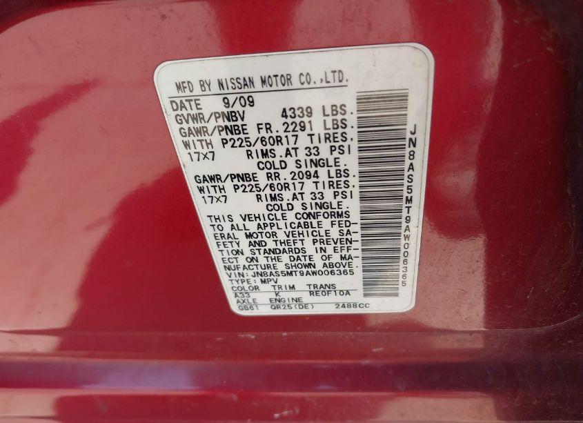 Photo 9 of 2010 Nissan Rogue SL (VIN JN8AS5MT9AW006365)