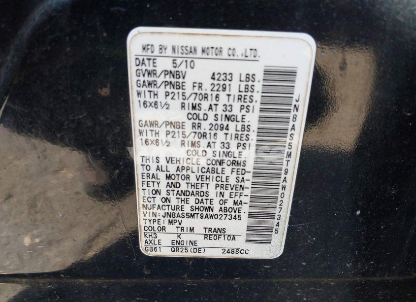 Photo 9 of 2010 Nissan Rogue S (VIN JN8AS5MT9AW027345)