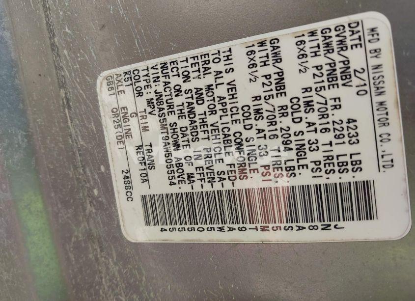 Photo 9 of 2010 Nissan Rogue S (VIN JN8AS5MT9AW505554)